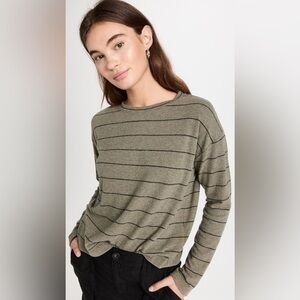 Vince Cozy Relaxed Stripe Long Sleeve T-Shirt - M